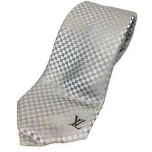 LOUIS VUITTON Louis Vuitton Cravate Petit Damier Tie Blue Gray 100% Silk Men's